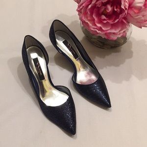 Nina blue glitter kitten heels